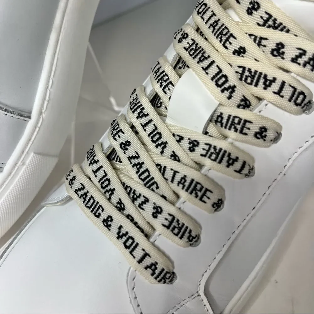 Zadig and Voltaire High Flash Calfskin Sneakers, Red‎ Lightening Bolt, 7, NIB - Picture 8 of 15